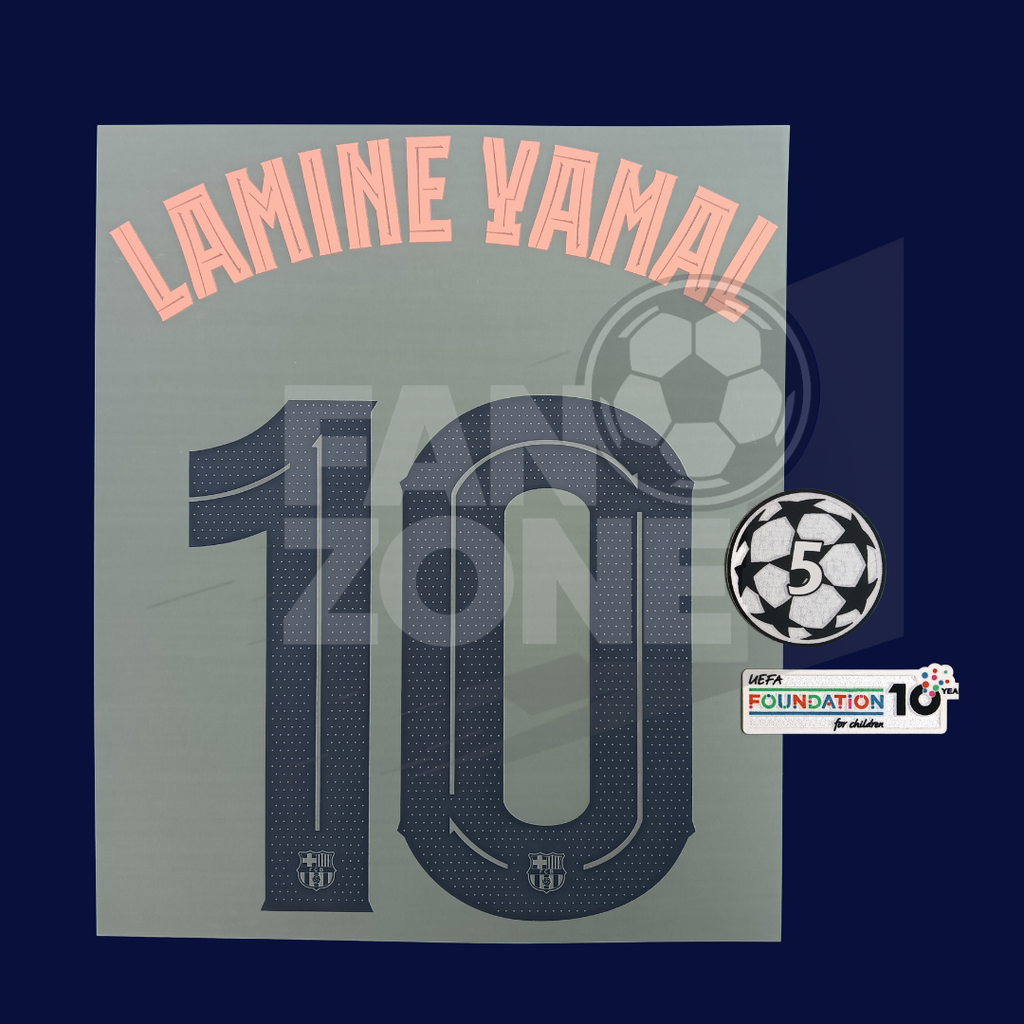 Kit LAMINE YAMAL #10 | Numeración y Parches Champions League – FC Barcelona Tercer Jersey 2025/26 Total 90 · Versión Jugador