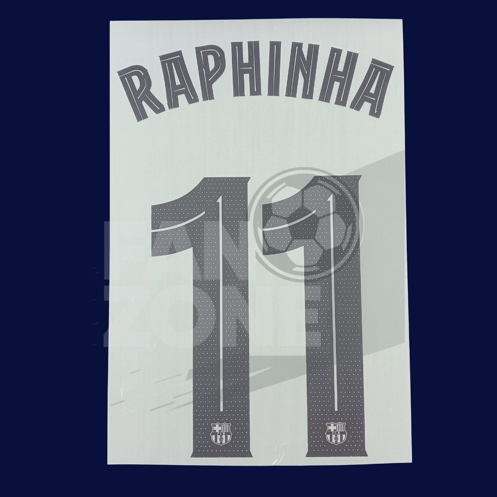 Official Raphinha #11 Name Number Set – FC Barcelona away Kit 2025/26 | Champions League cup Player issue Stahls TPT