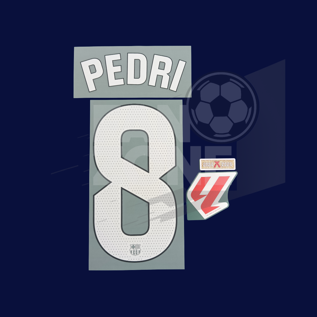 Kit PEDRI #8 Numeracion y parches Campeon La Liga– FC Barcelona Tercer jersey 2025/26 Total 90 | version jugador Stahls TPT Avery Dennison