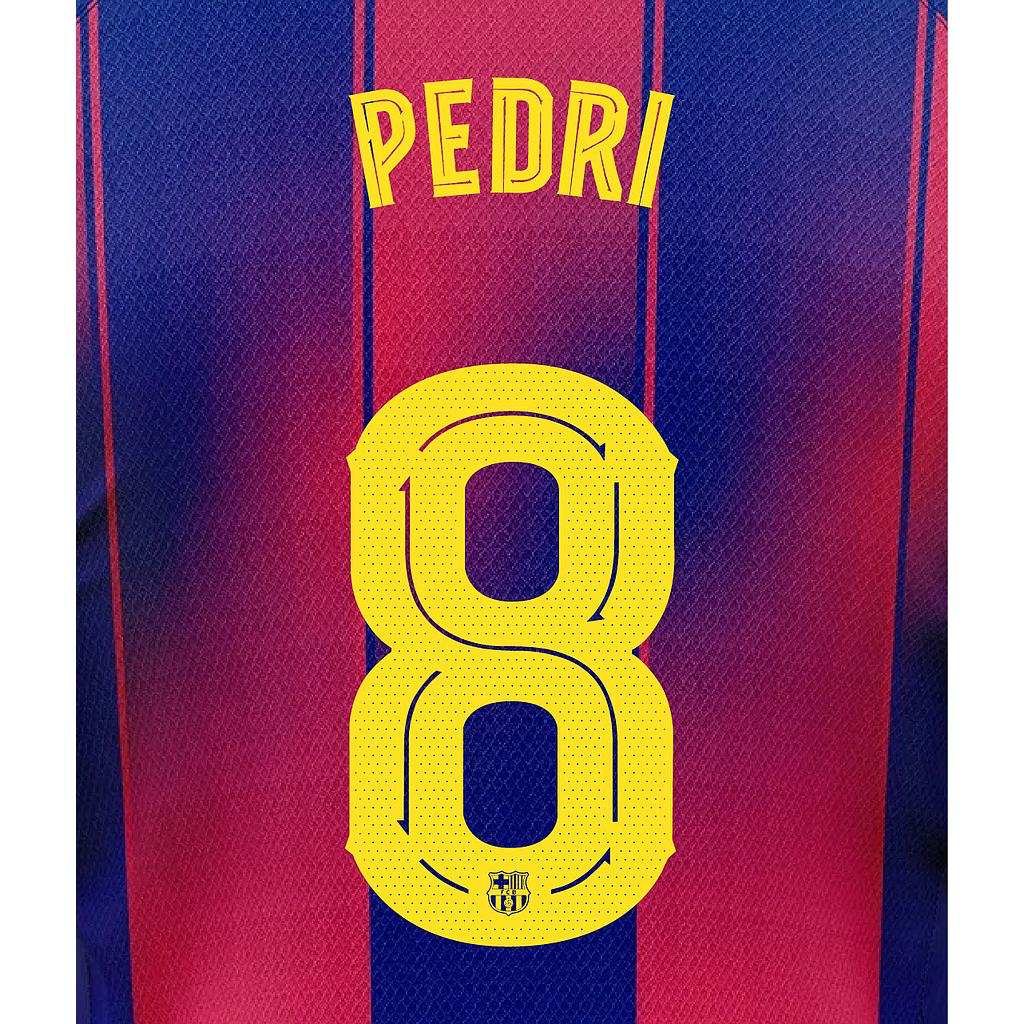 Official PEDRI #8 Name Set – FC Barcelona Home Kit 2025/26 | Champions League cup Player issue Stahls TPT