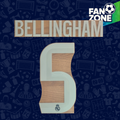 Official Jude Bellingham #5 Name Number Set – Real Madrid away Kit 2025/26 | Champions League Cup Player Size Avery Dennison