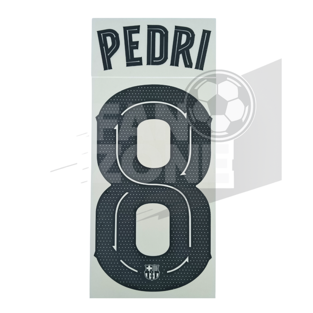 Official Pedri #8 Name Number Set – FC Barcelona away Kit 2025/26 | Champions League cup Player issue Stahls TPT