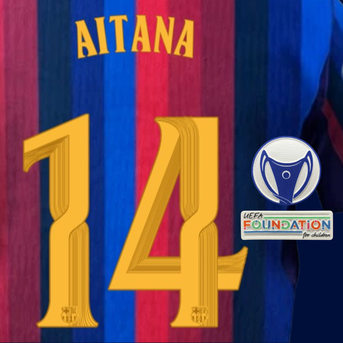 **PRE VENTA** Kit Numeración AITANA #14 + Parches Womens Champions League FC Barcelona 2026/27 local | Player Issue Stahls