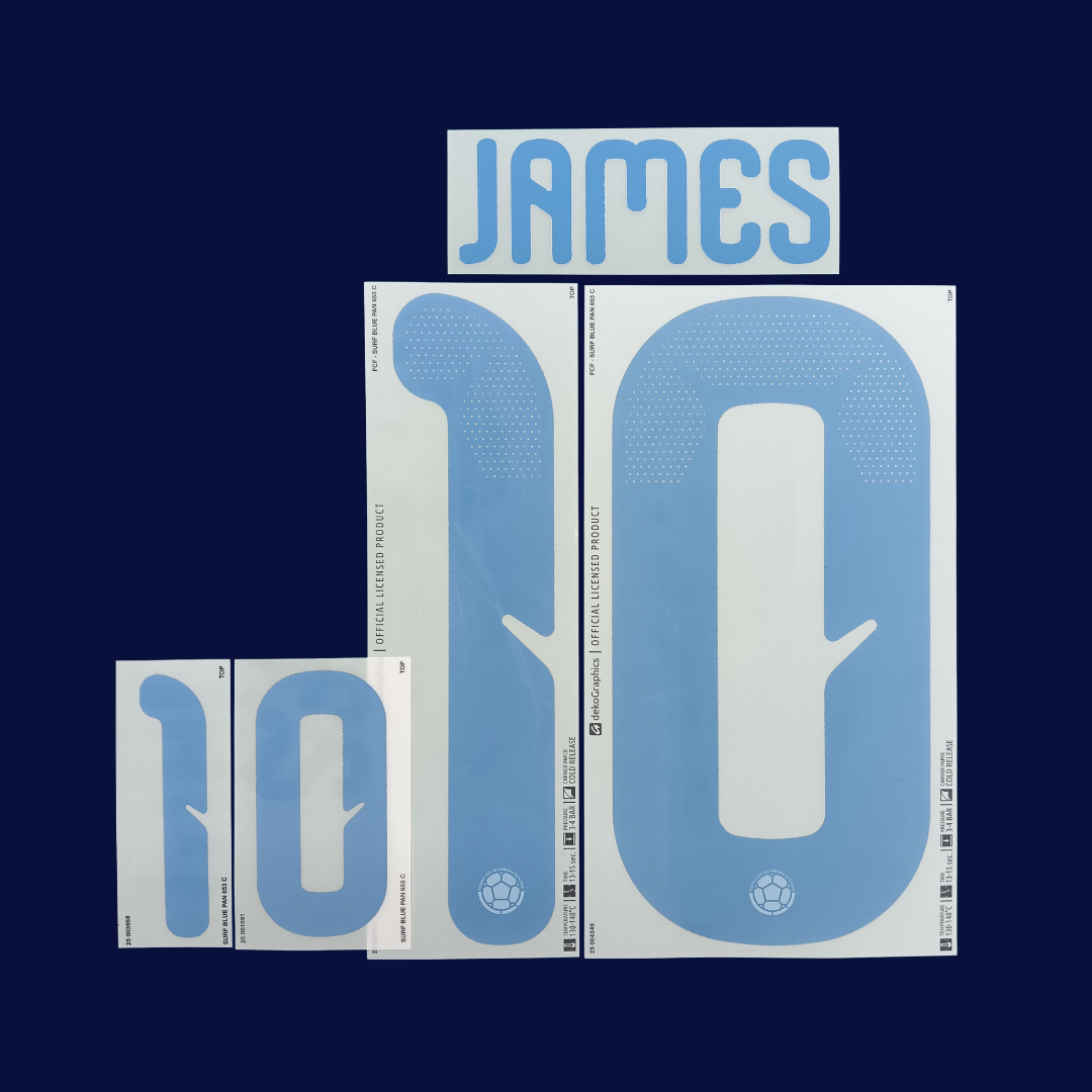 Numeracion JAMES RODRIGUEZ #10 Colombia local 2026/27 | Name Set Deko Graphics