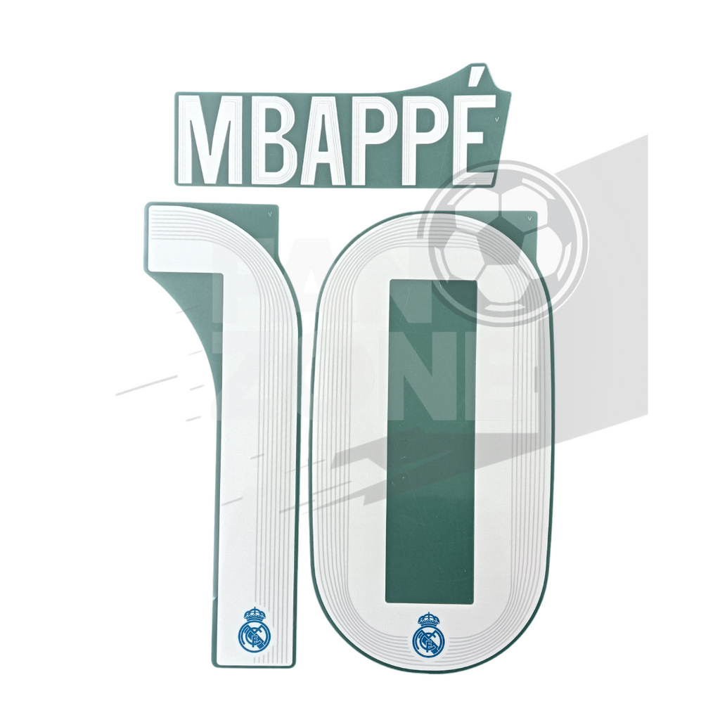 Official Killian Mbappe #10 Name Number Set – Real Madrid Third Kit 2025/26 | Champions League cup Player Size Avery Dennison