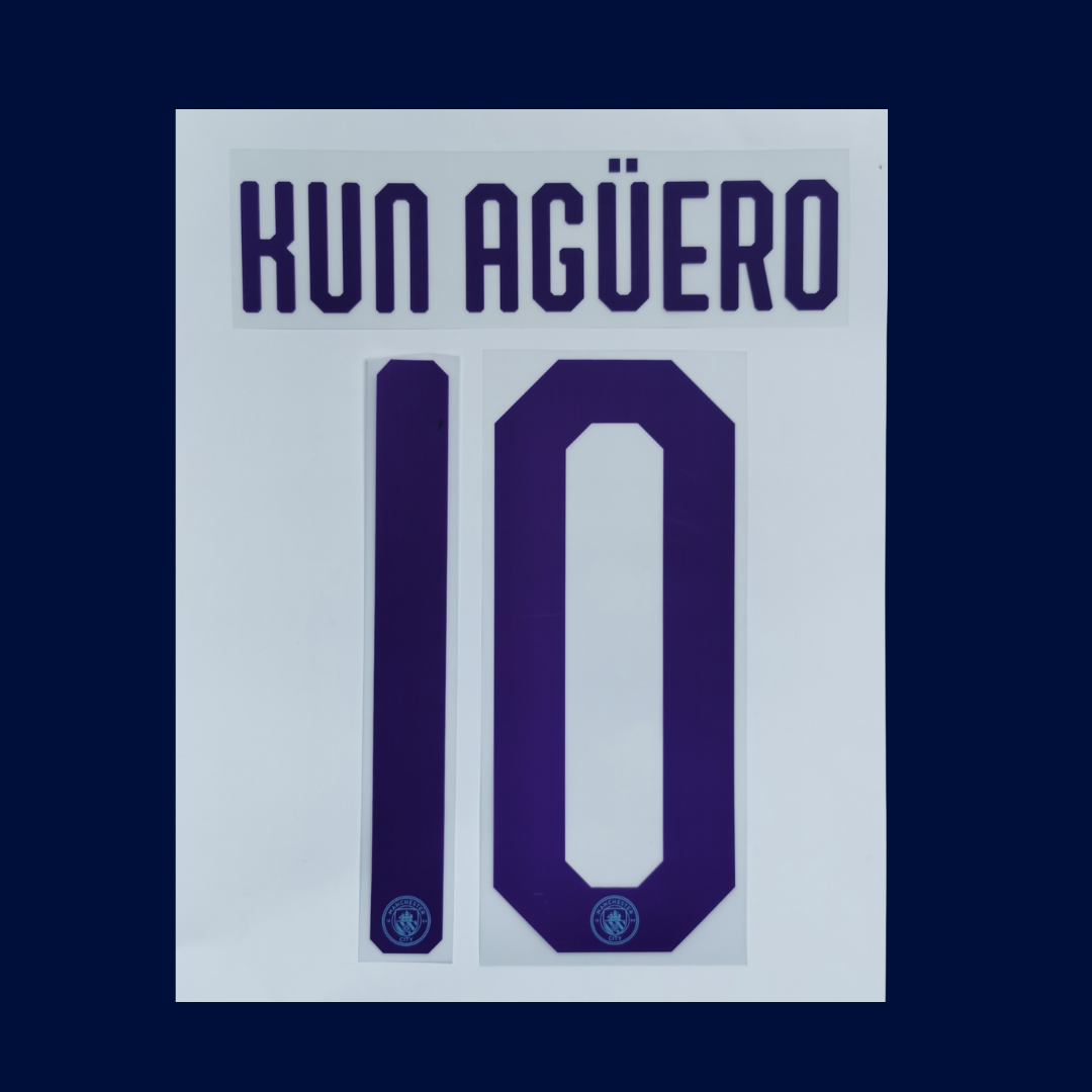 Numeracion KUN AGÜERO #10 – Manchester City local Kit 2019/20 | Champions League cup Player issue Stilscreen