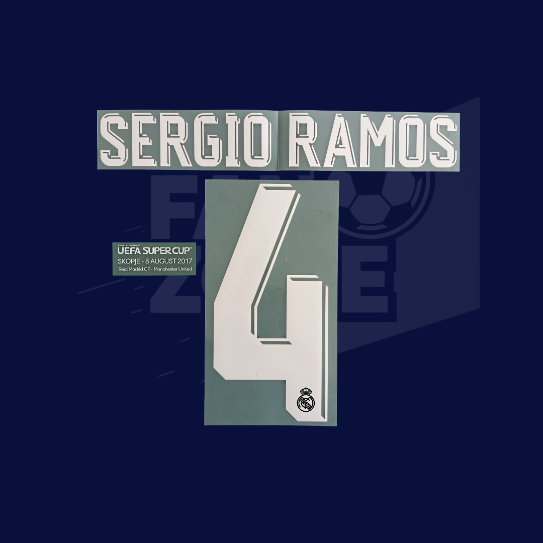 Real Madrid nuneracion 2017-18 tercero SERGIO RAMOS #4 UEFA SUPER CUP