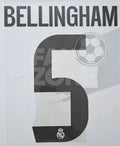 Official Jude Bellingham #5 Name Number Set – Real Madrid Home Kit 2025/26 | Champions League Cup Player Size Avery Dennison