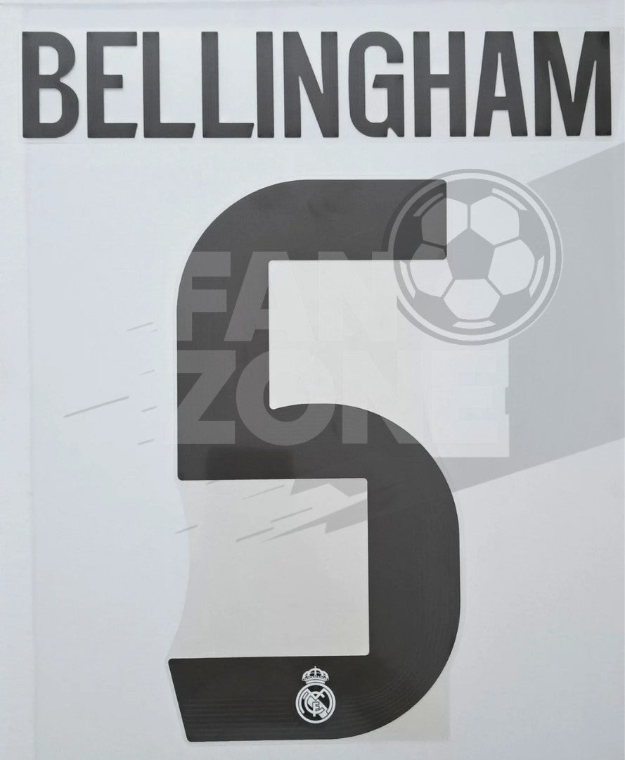 Real Madrid Home 5 BELLINGHAM authentic player nameset home 25/26 Cup UCL