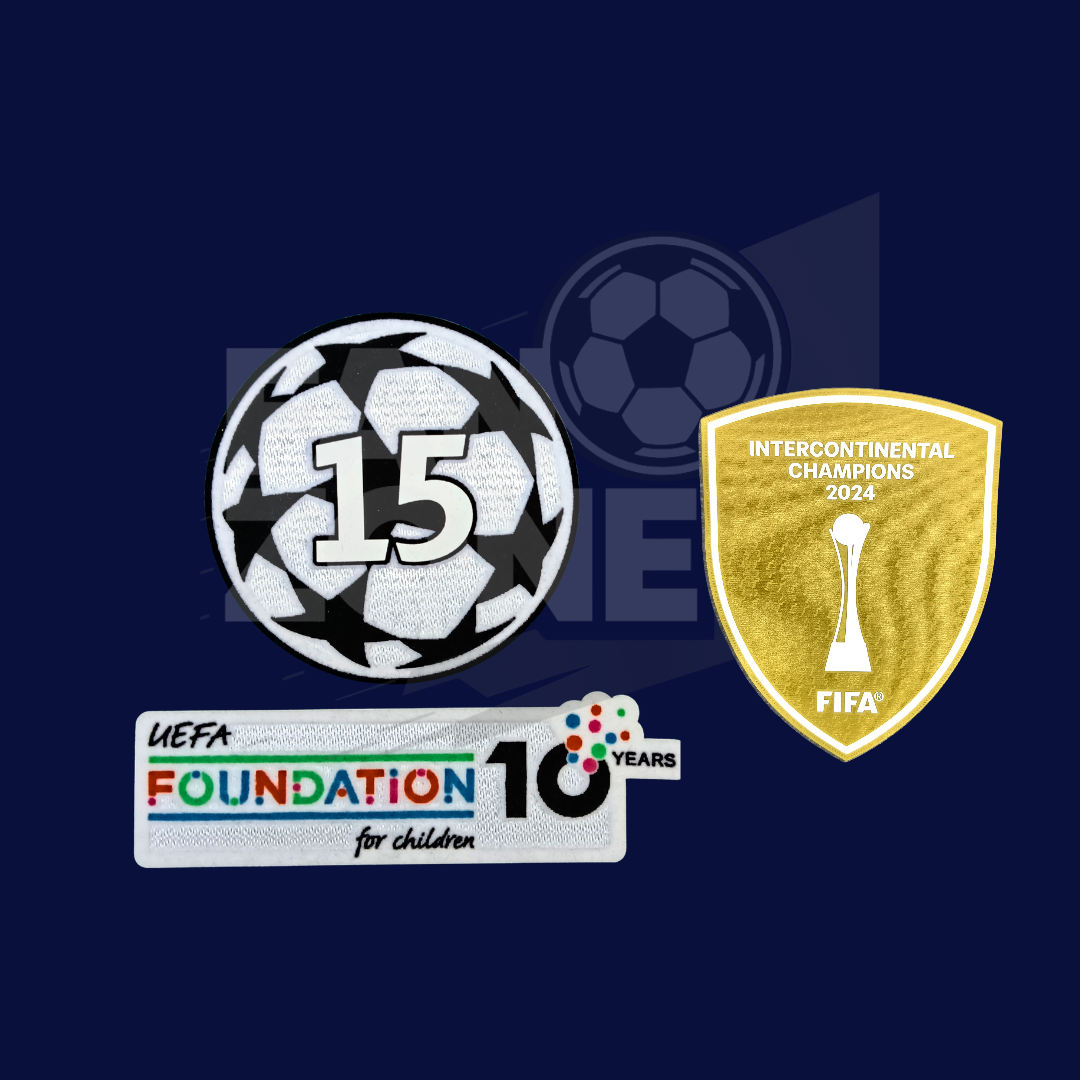 Kit REAL MADRID parches Champions League– Intercontinental Sporting iD Cromotransfer 2025/26| version jugador