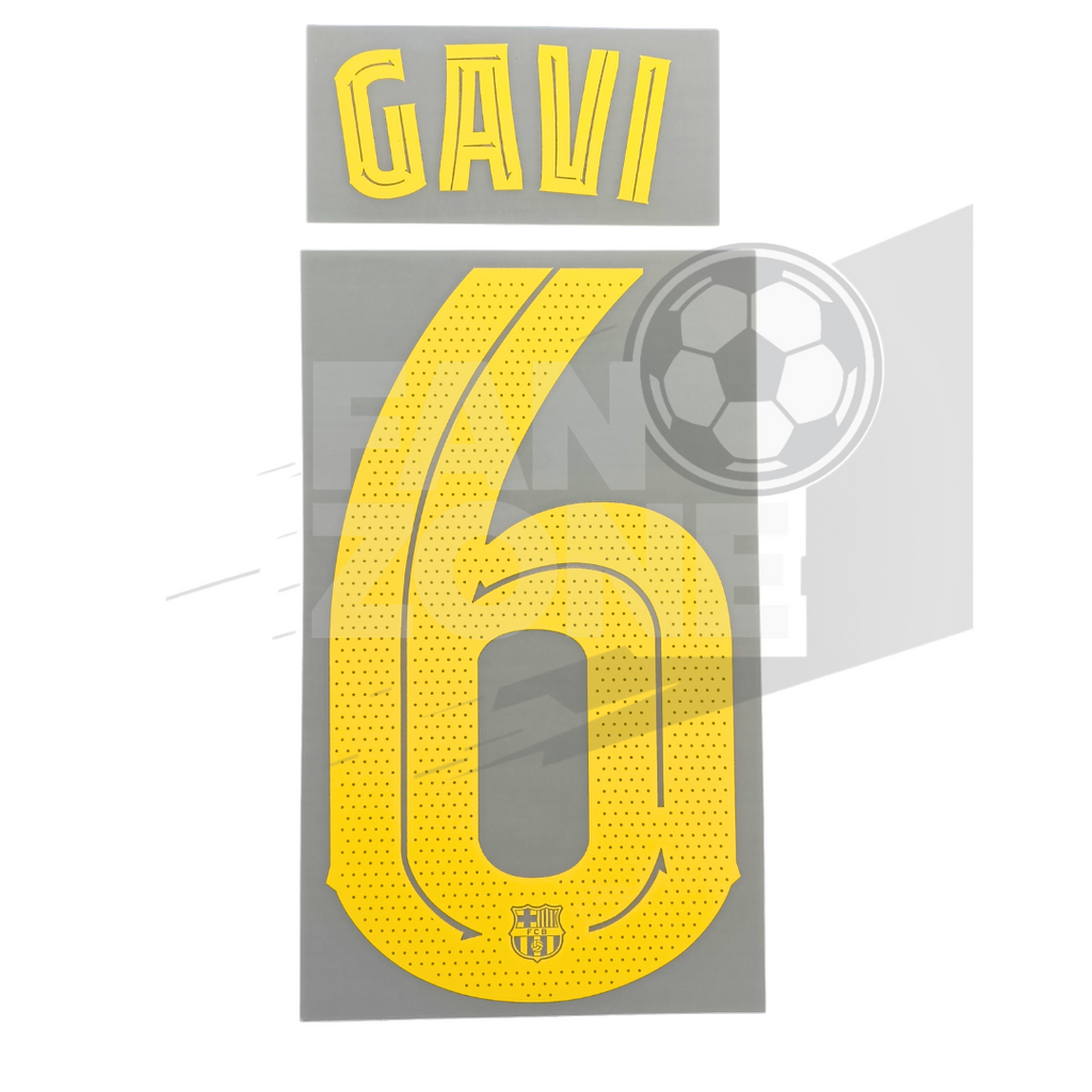 Official Gavi #6 Name Number Set – FC Barcelona home Kit 2025/26 | Champions League cup Player issue Stahls TPT