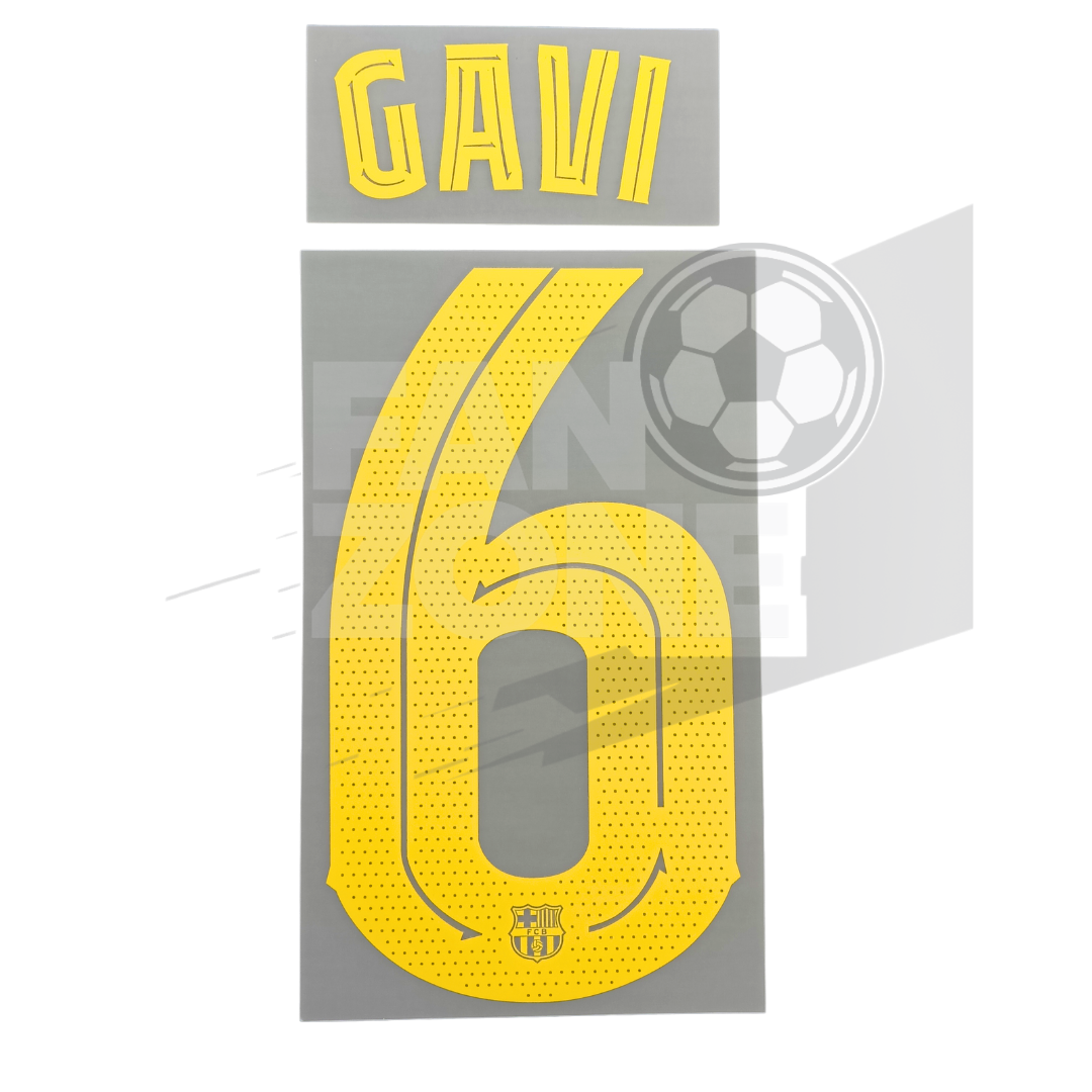 Official Gavi #6 Name Number Set – FC Barcelona home Kit 2025/26 | Champions League cup Player issue Stahls TPT