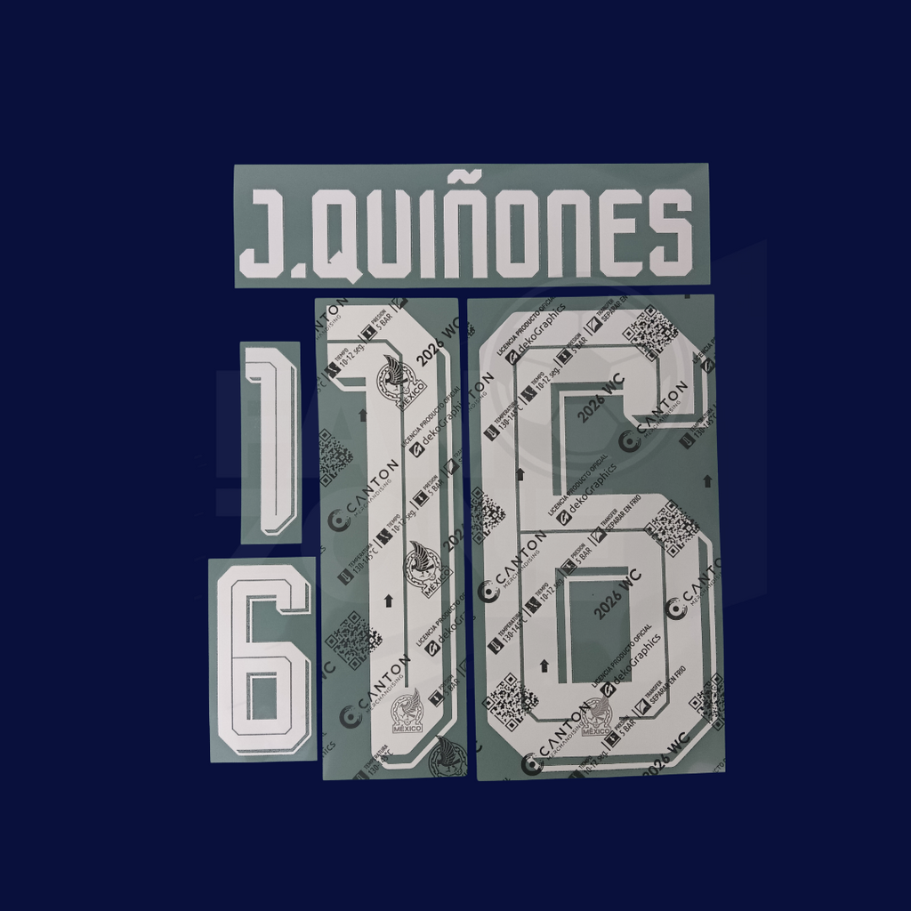 Numeración J. QUIÑONES #16 México TERCERO Mundial 2026 | Canton version jugador