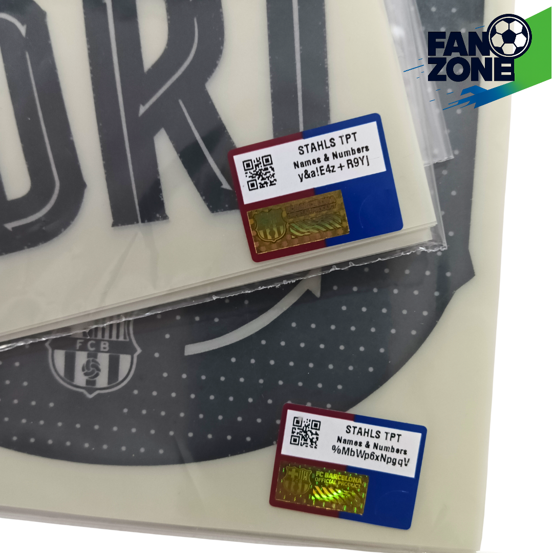 Official Raphinha #11 Name Number Set – FC Barcelona away Kit 2025/26 | Champions League cup Player issue Stahls TPT
