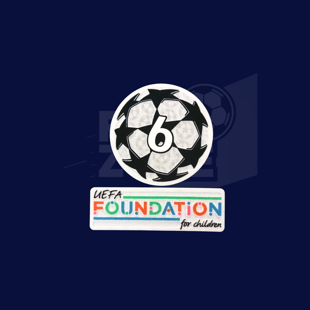 Champions League Starball Badge of Honour 6 + UEFA Foundation 2021-24 Patch Kit | Bayern Liverpool | Player Issue