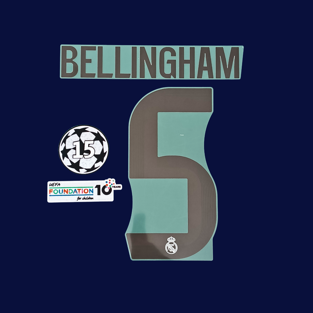 Kit BELLINGHAM Real Madrid 2025/26 Local | Numeracion y Parches Champions League