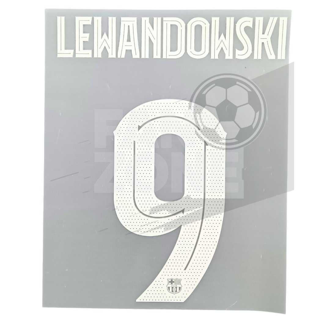 Official Robert Lewandoski #9 Name Set – FC Barcelona home Kit 2023/24 | Champions League cup Player issue Stahls TPT