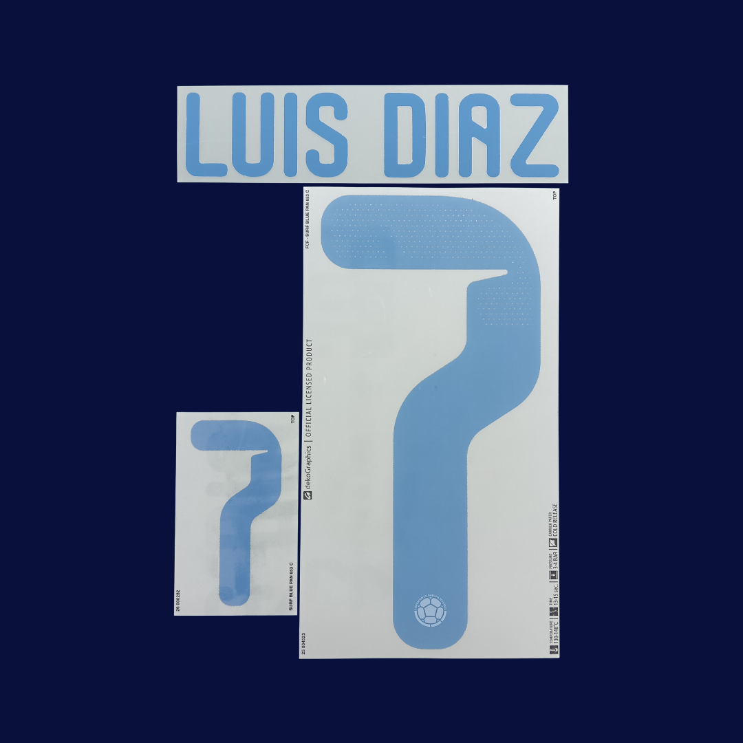 Numeracion LUIS DIAZ #7 Colombia local 2026/27 | Name Set Deko Graphics