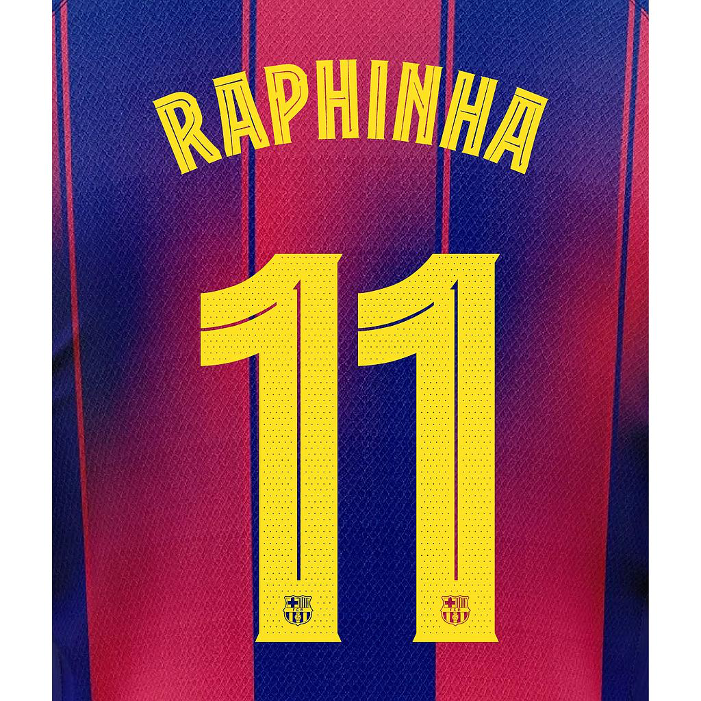 RAPHINHA FC Barcelona Home champions League cup Nameset Player issue 25/26 home Stahls TPT