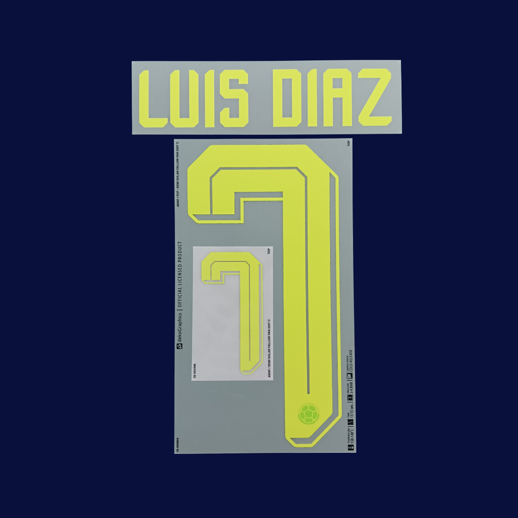 Numeracion LUIS DIAZ #7 Colombia Visita 2026/27 | Name Set Deko Graphics