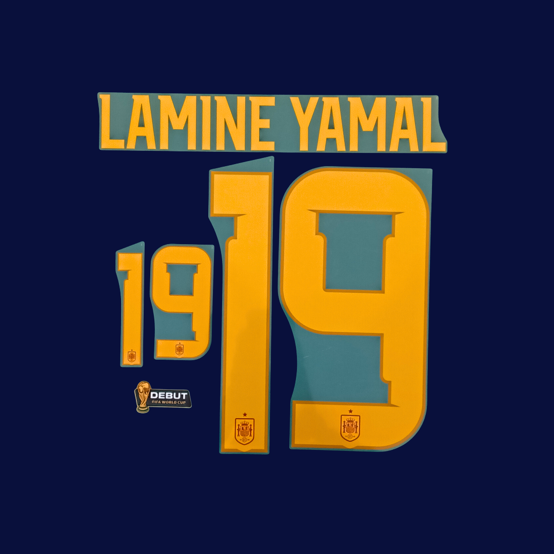 Numeracion LAMINE YAMAL #19 España Local 2026/27 |Debut | Name Set Avery Dennison