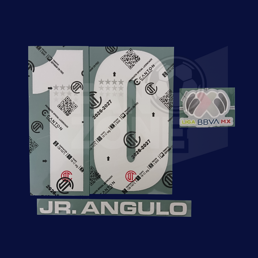 Kit Numeracion CD Toluca Canelo JR ANGULO #26 local 2026-27| Parche LIGA BBVA MX| Canton