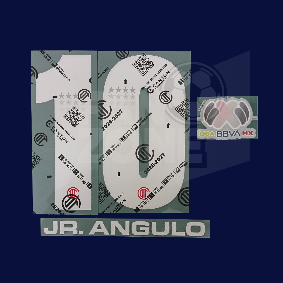 Kit Numeracion CD Toluca Canelo JR ANGULO #26 local 2026-27| Parche LIGA BBVA MX| Canton