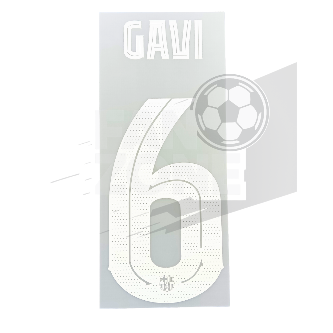 Official GAVI #6 Name Set – FC Barcelona Home Kit 2023/24 | Champions League cup Player issue Stahls TPT
