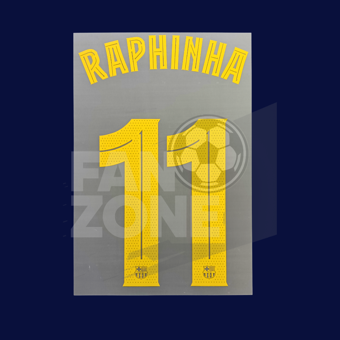 Official Raphinha #11 Name Set – FC Barcelona home Kit 2025/26 | Champions League cup Player issue Stahls TPT