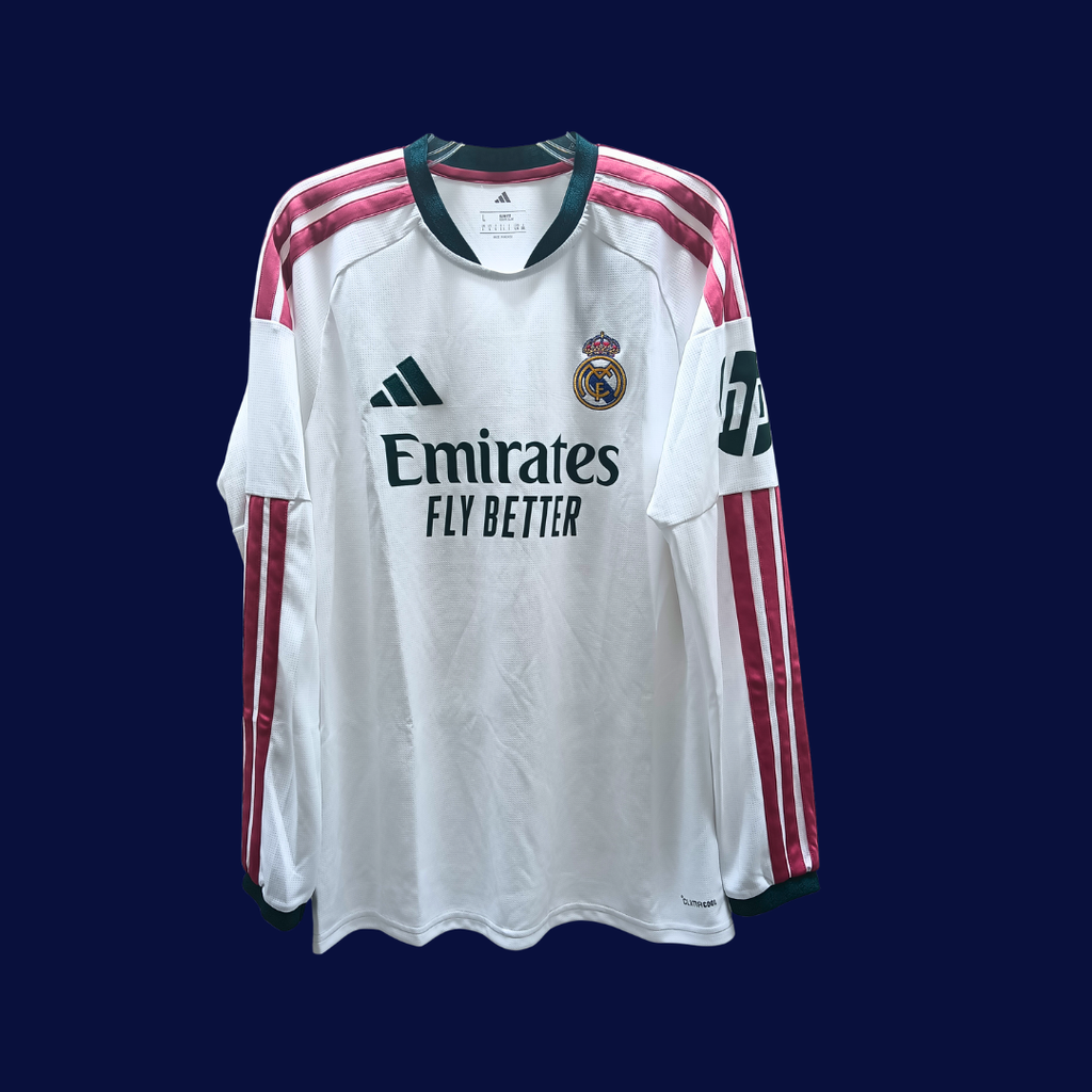 Jersey Adidas Real Madrid 2026/27 local Aficionado  Manga larga|Numeración+Parches Champions | CHICA