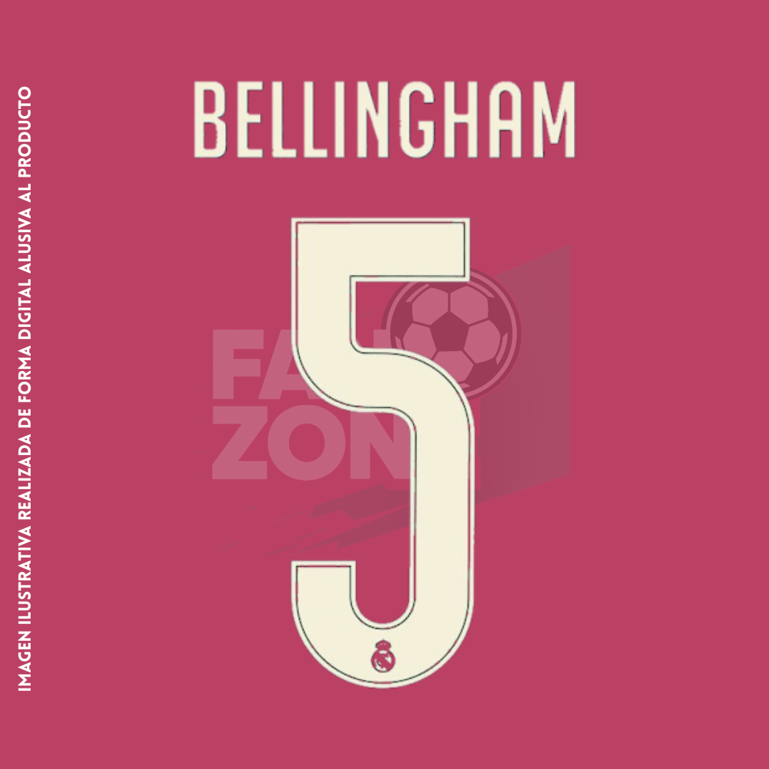 Numeración Jude BELLINGHAM #5 Real Madrid 2026/27 tercero | Copa Champions League | Avery Dennison