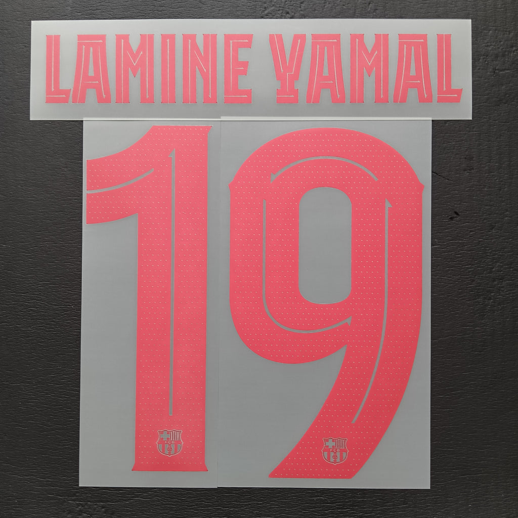 LAMINE YAMAL #19 name & number Champions League– FC Barcelona away  2024/25| player issue Stahls TPT