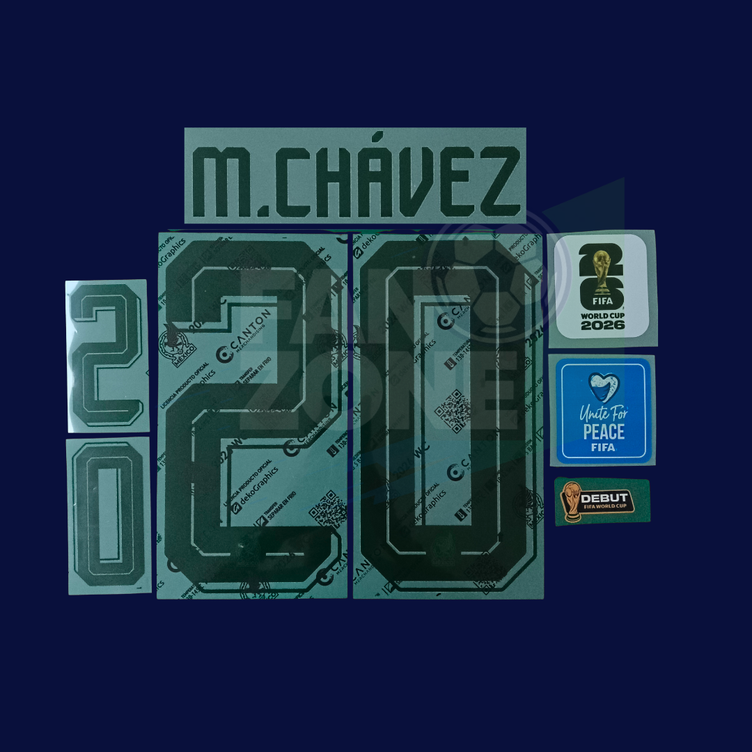 Numeración M.CHAVEZ #20 Mexico VISITA Mundial 2026 | Debut+Parches FIFA