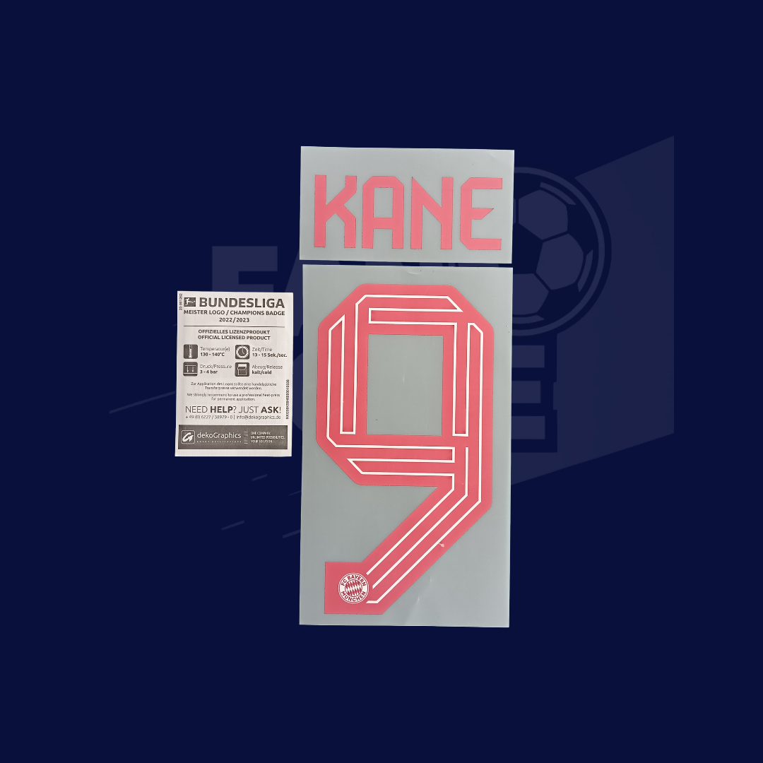 Numeracion+Parche KANE #9 BAYERN Munich local 2023-24| Bundesliga Campeon