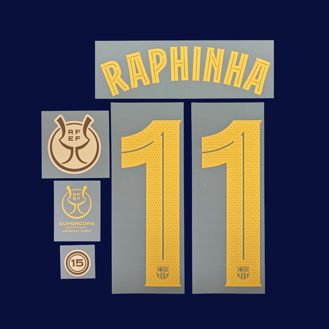 Kit RAPHINHA Numeración y Parches Supercopa de España 2026 | Player Issue Stahls TPT
