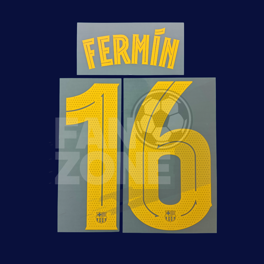 Official FERMIN #16 Name Set – FC Barcelona home Kit 2025/26 | Champions League cup Player issue Stahls TPT