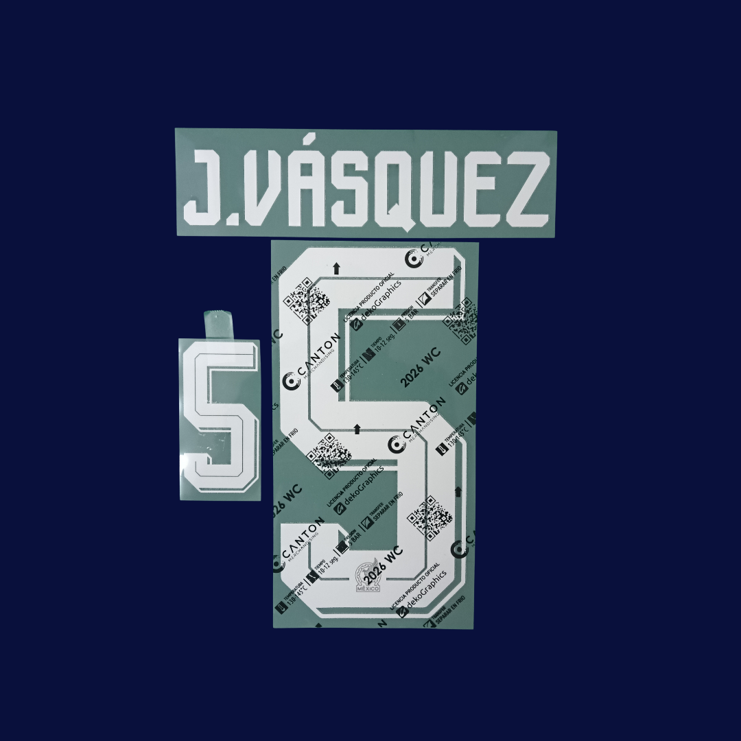 Numeración JOHAN VASQUEZ #5 México TERCERO Mundial 2026 | Canton version jugador