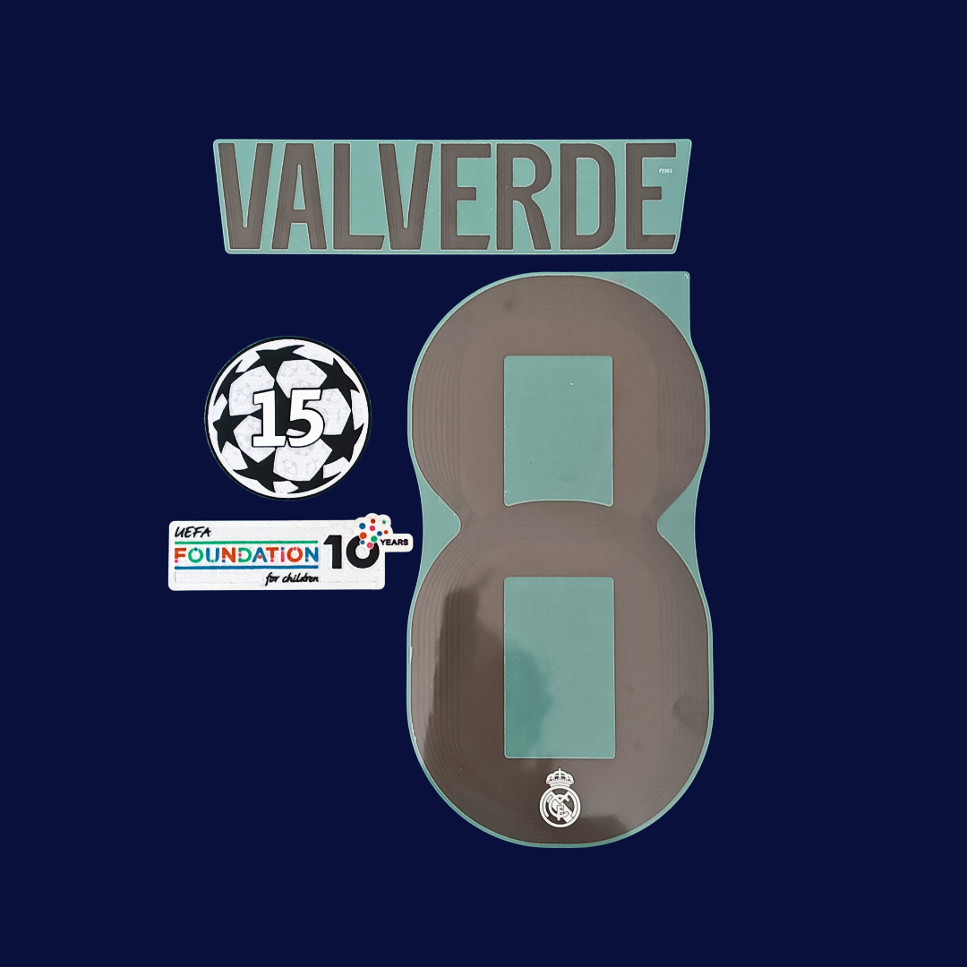 Kit VALVERDE Real Madrid 2025/26 Local | Numeracion y Parches Champions League