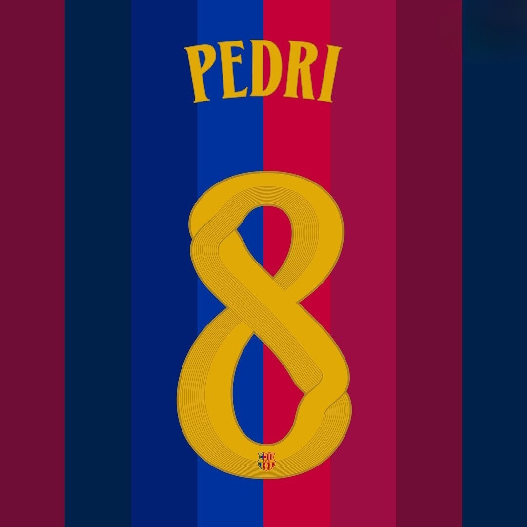 PEDRI #8 FC Barcelona 2026/27 Home Numbering | Modernista Player Issue Stahls