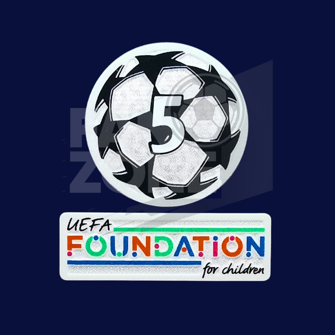 Champions League Starball Badge of Honour 5 + UEFA Foundation 2021-24 Patch Kit | FC Barcelona | Player Issue